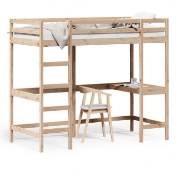 ARDEBO.de - Hochbett mit Schreibtisch 90x200 cm Massivholz Kiefer