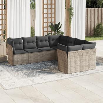 ARDEBO.de - 8-tlg. Garten-Sofagarnitur mit Kissen Grau Poly Rattan