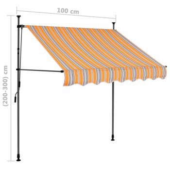 Einziehbare Markise Handbetrieben mit LED 100 cm Gelb und Blau