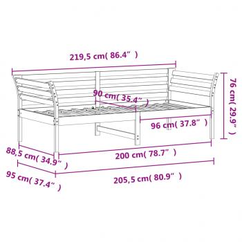 Tagesbett ohne Matratze 90x200 cm Massivholz Kiefer