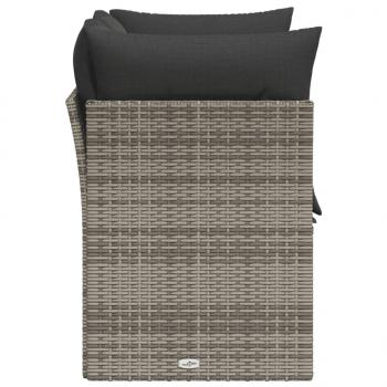 Gartensofa 2-Sitzer mit Kissen Grau Poly Rattan