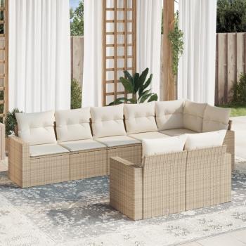 ARDEBO.de - 8-tlg. Garten-Sofagarnitur mit Kissen Beige Poly Rattan