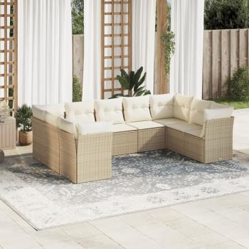 ARDEBO.de - 9-tlg. Garten-Sofagarnitur mit Kissen Beige Poly Rattan