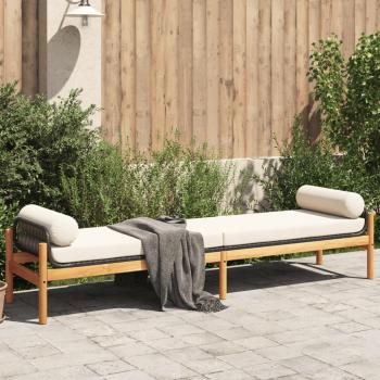 ARDEBO.de - Gartenbank mit Kissen Schwarz Poly Rattan Akazie