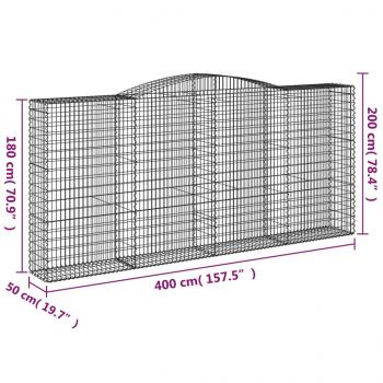 Gabionen mit Hochbogen 6 Stk. 400x50x180/200cm Verzinktes Eisen