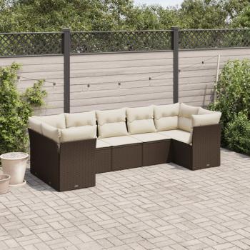 ARDEBO.de - 7-tlg. Garten-Sofagarnitur mit Kissen Braun Poly Rattan