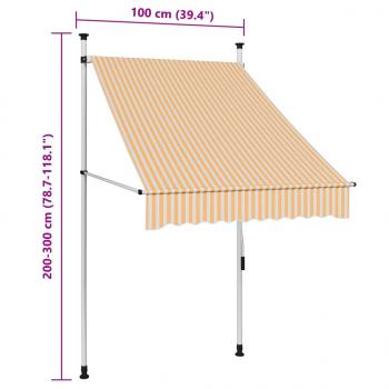 Markise Einziehbar Handbetrieben 100 cm Orange/Weiß Gestreift