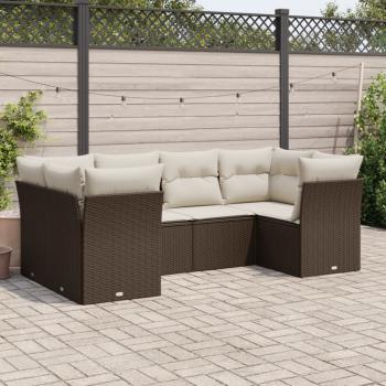 ARDEBO.de - 6-tlg. Garten-Sofagarnitur mit Kissen Braun Poly Rattan