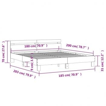 Bettgestell mit Kopfteil Grau Sonoma 180x200 cm Holzwerkstoff