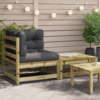 ARDEBO.de - Garten-Ecksofa mit Kissen und Hocker