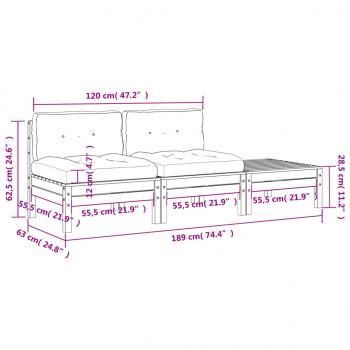 Gartensofa mit Kissen und Hocker 2-Sitzer