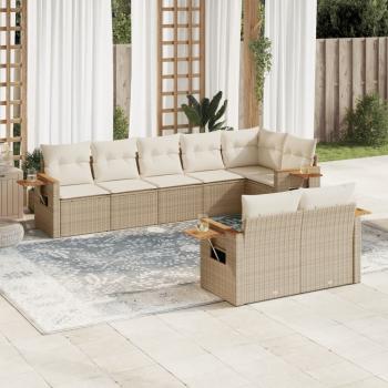 ARDEBO.de - 8-tlg. Garten-Sofagarnitur mit Kissen Beige Poly Rattan