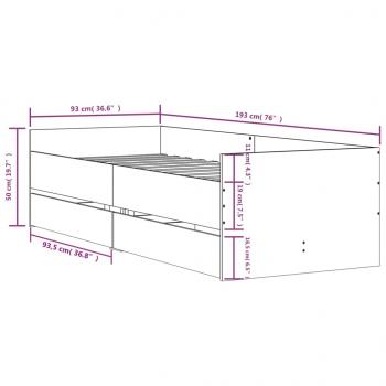 Bettgestell mit Schubladen Grau Sonoma 90x190 cm