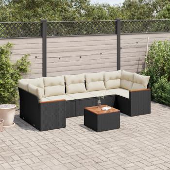 ARDEBO.de - 8-tlg. Garten-Sofagarnitur mit Kissen Schwarz Poly Rattan