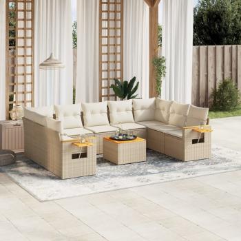 ARDEBO.de - 10-tlg. Garten-Sofagarnitur mit Kissen Beige Poly Rattan