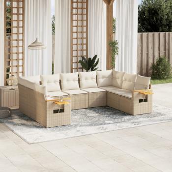 ARDEBO.de - 9-tlg. Garten-Sofagarnitur mit Kissen Beige Poly Rattan