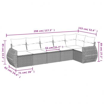 7-tlg. Garten-Sofagarnitur mit Kissen Beige Poly Rattan