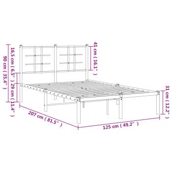 Bettgestell mit Kopfteil Metall Weiß 120x200 cm