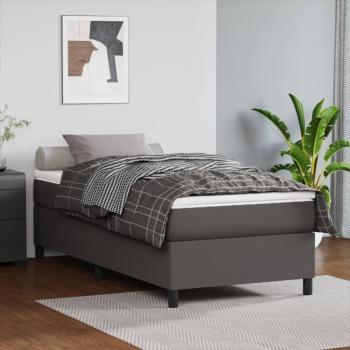 ARDEBO.de - Boxspringbett mit Matratze Grau 90x200 cm Kunstleder