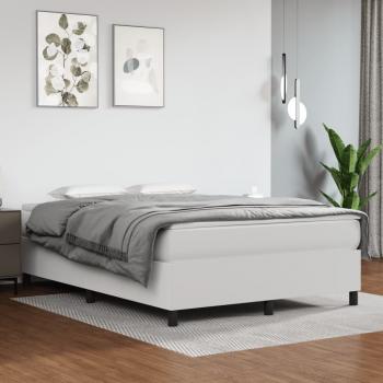 ARDEBO.de - Boxspringbett mit Matratze Weiß 140x190 cm Kunstleder