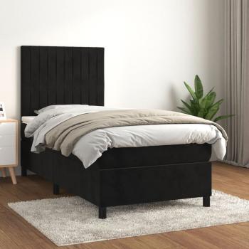 ARDEBO.de - Boxspringbett mit Matratze Schwarz 100x200 cm Samt