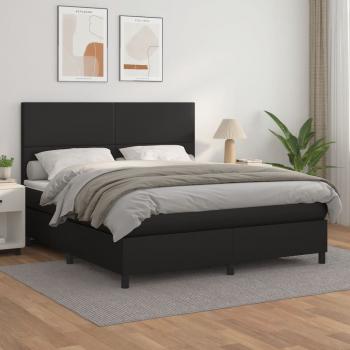 ARDEBO.de - Boxspringbett mit Matratze Schwarz 160x200 cm Kunstleder