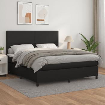 ARDEBO.de - Boxspringbett mit Matratze Schwarz 180x200 cm Kunstleder