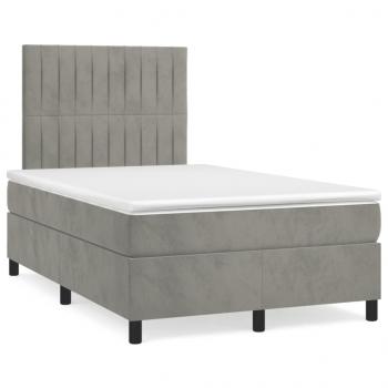 Boxspringbett mit Matratze Hellgrau 120x200 cm Samt 