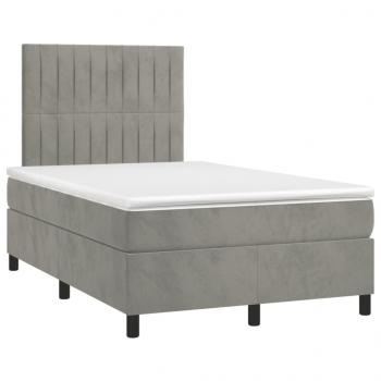 Boxspringbett mit Matratze Hellgrau 120x200 cm Samt 