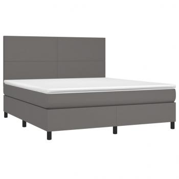 Boxspringbett mit Matratze Grau 180x200 cm Kunstleder