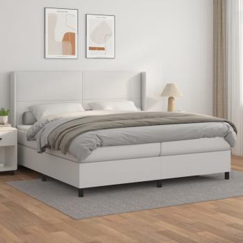 ARDEBO.de - Boxspringbett mit Matratze Weiß 200x200 cm Kunstleder