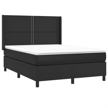 Boxspringbett mit Matratze Schwarz 140x200 cm Kunstleder