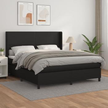 ARDEBO.de - Boxspringbett mit Matratze Schwarz 180x200 cm Kunstleder