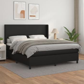 ARDEBO.de - Boxspringbett mit Matratze Schwarz 160x200 cm Kunstleder