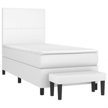 Boxspringbett mit Matratze Weiß 90x190 cm Kunstleder