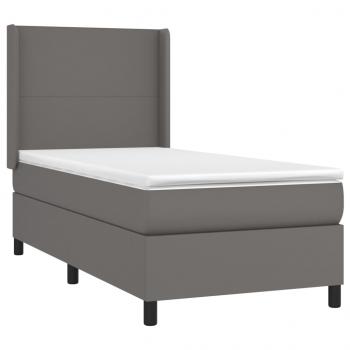 Boxspringbett mit Matratze Grau 90x190 cm Kunstleder