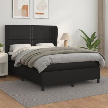 ARDEBO.de - Boxspringbett mit Matratze Schwarz 140x190 cm Kunstleder