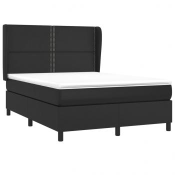 Boxspringbett mit Matratze Schwarz 140x190 cm Kunstleder