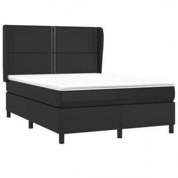 Boxspringbett mit Matratze Schwarz 140x200 cm Kunstleder