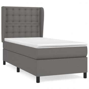 Boxspringbett mit Matratze Grau 90x190 cm Kunstleder