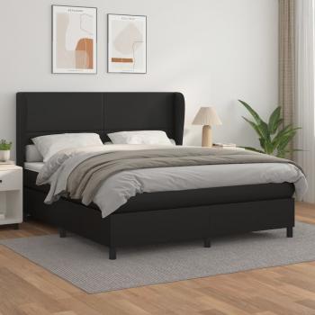 ARDEBO.de - Boxspringbett mit Matratze Schwarz 160x200 cm Kunstleder