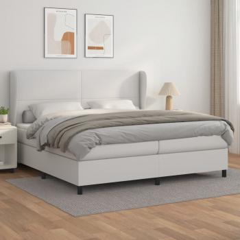 ARDEBO.de - Boxspringbett mit Matratze Weiß 200x200 cm Kunstleder