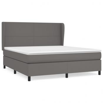 Boxspringbett mit Matratze Grau 180x200 cm Kunstleder