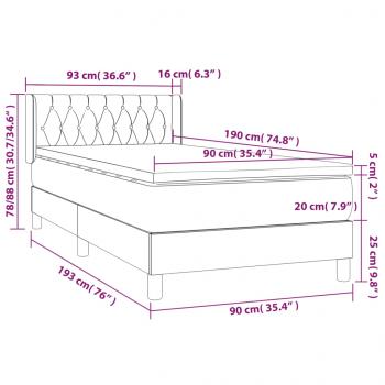 Boxspringbett mit Matratze Taupe 90x190 cm Stoff