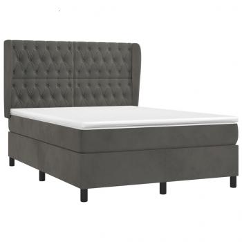 Boxspringbett mit Matratze Dunkelgrau 140x190 cm Samt