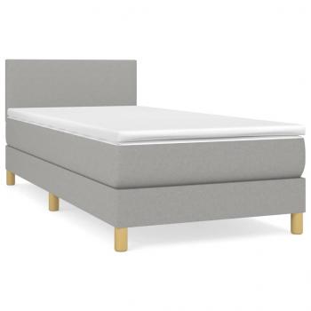 Boxspringbett mit Matratze Hellgrau 90x190 cm Stoff