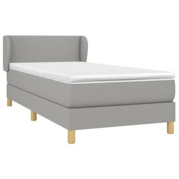 Boxspringbett mit Matratze Hellgrau 90x190 cm Stoff