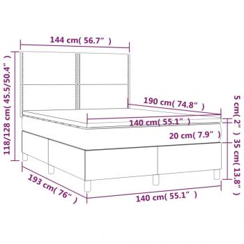 Boxspringbett mit Matratze Dunkelbraun 140x190 cm Stoff