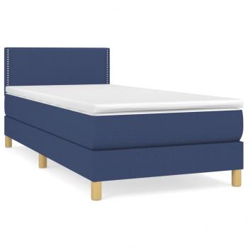 Boxspringbett mit Matratze Blau 90x190 cm Stoff