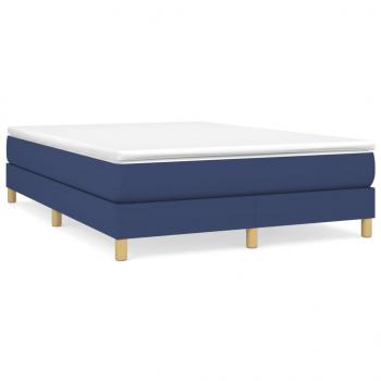 Boxspringbett mit Matratze Blau 140x190 cm Stoff